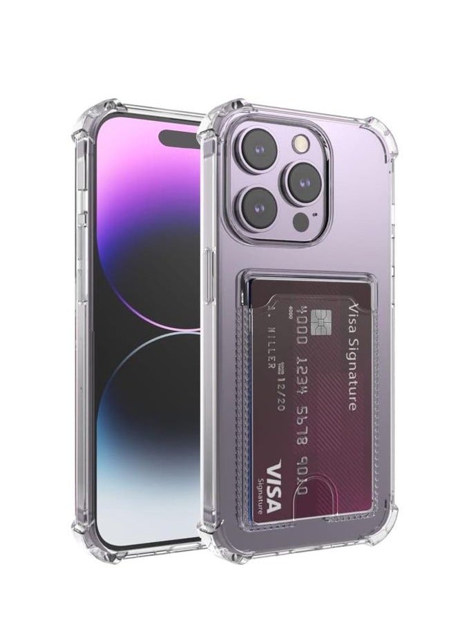 ten.tech TenTech Transparent cover with shockproof corners with card holder - card holder - heat-resistant polyurethane card holder for iPhone 15 Pro Max - transparent  - Image 1