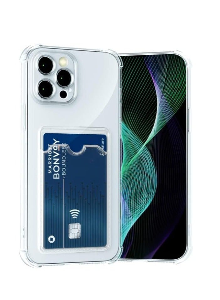 ten.tech TenTech Transparent cover with shockproof corners with card holder - card holder - heat-resistant polyurethane card holder for iPhone 15 Pro Max - transparent  - Image 2