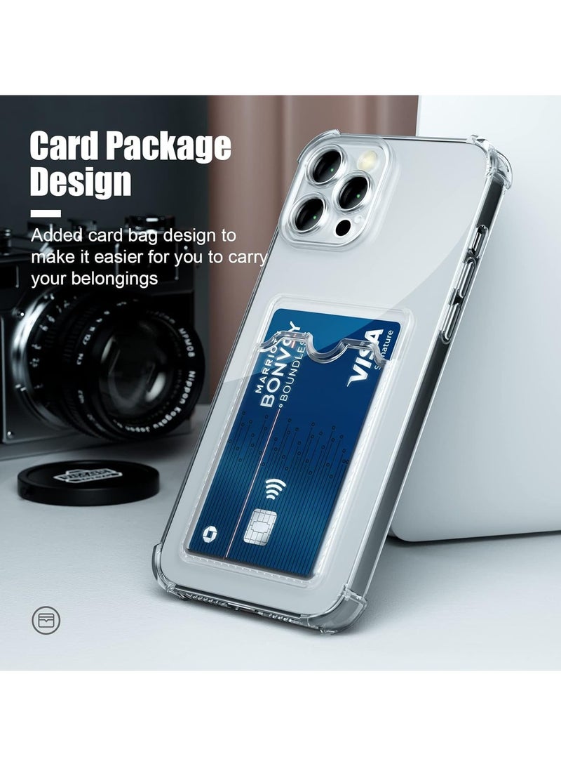 ten.tech TenTech Transparent cover with shockproof corners with card holder - card holder - heat-resistant polyurethane card holder for iPhone 15 Pro Max - transparent  - Image 3