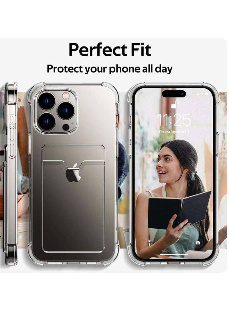 ten.tech TenTech Transparent cover with shockproof corners with card holder - card holder - heat-resistant polyurethane card holder for iPhone 15 Pro Max - transparent  - Image 4
