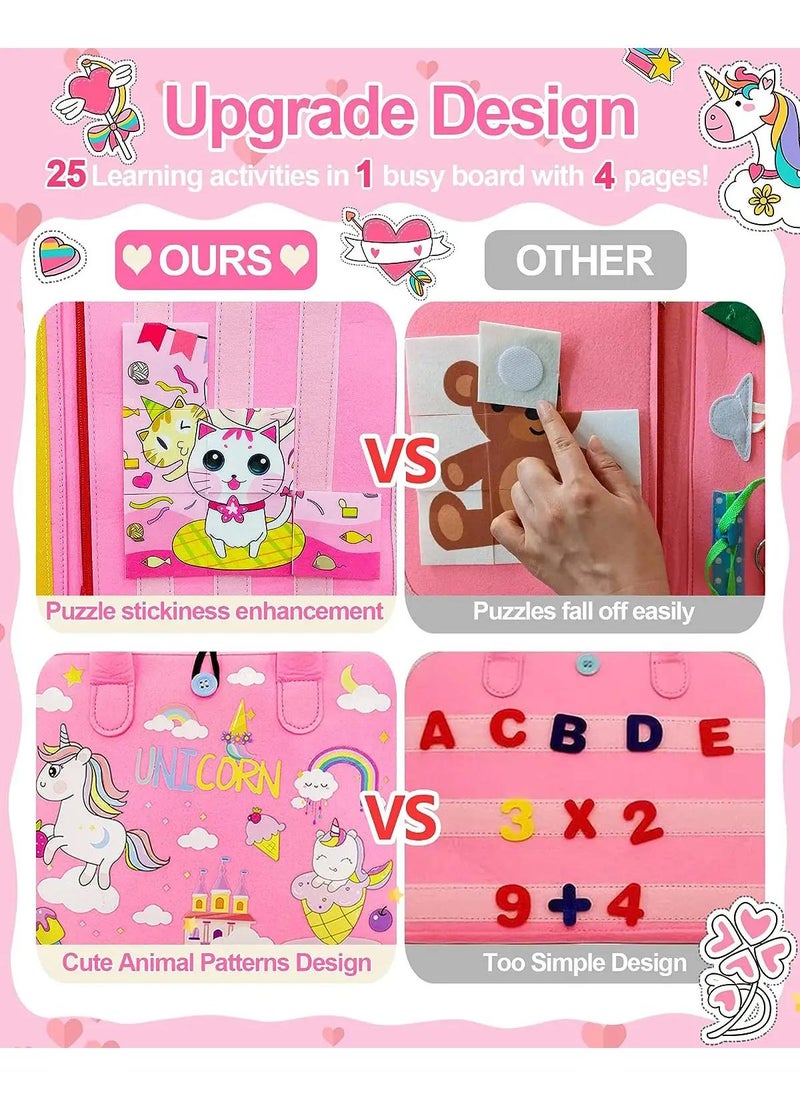 Y&D Busy Board Toys For Kids Toddler Sensory Toys Felt Activity Board For Boys And Girls Preschool Educational Learning Toy Gift For 2-4 Years Old Children Travel Toy For Airplane Or Car  - Image 3