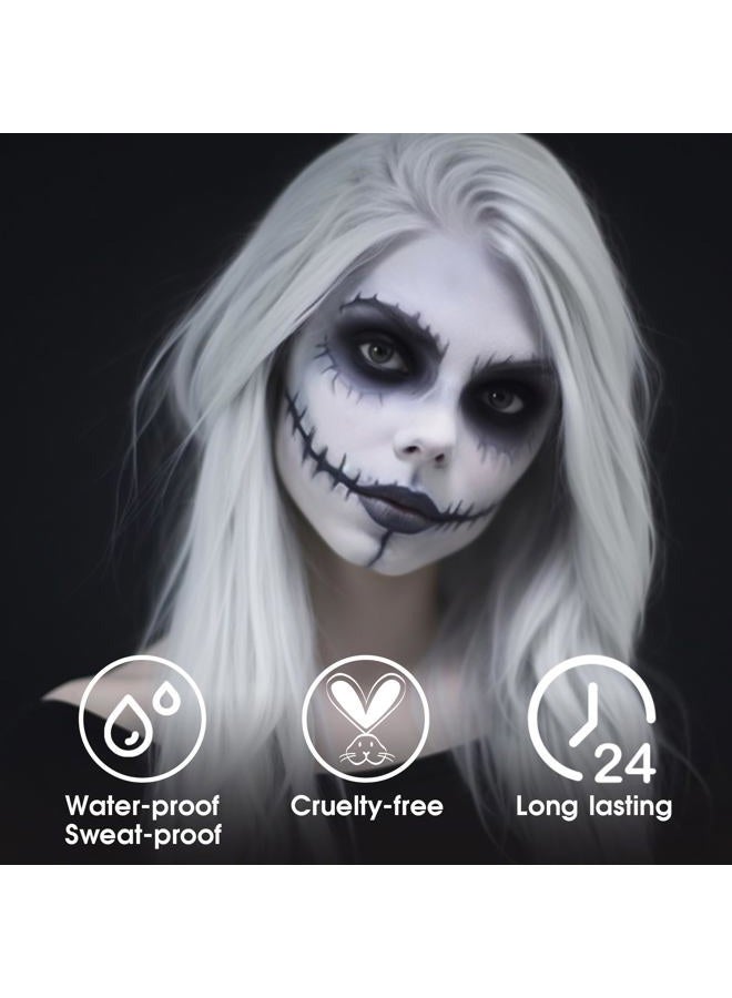 BADCOLOR White Face Body Paint Eye Black Stick for Adults Children Softball Football Baseball Sports , Non-Toxic Hypoallergenic for Halloween SFX Makeup Cosplay Skeleton Clown Costume Parties - Image 5