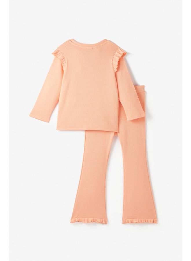 June Girl Ruffle Sleeves Camisole Set Peach - Image 2