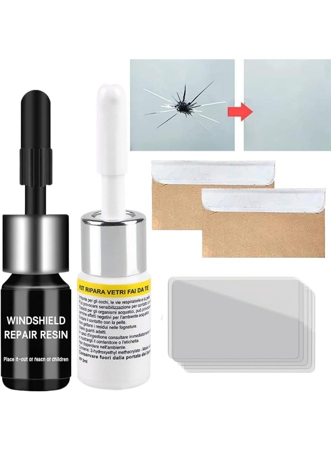 Windscreen Repair Kit, 2PCS Car Windscreen Chip Repair Kit, Glass Scratch Remover, Glass Repair Kit, Windscreen Crack Repair Kit, Car Windshield Repair Kit for Scratch, Bulls-Eye, Star-Shaped, Half Moon(A+B)  - Image 1