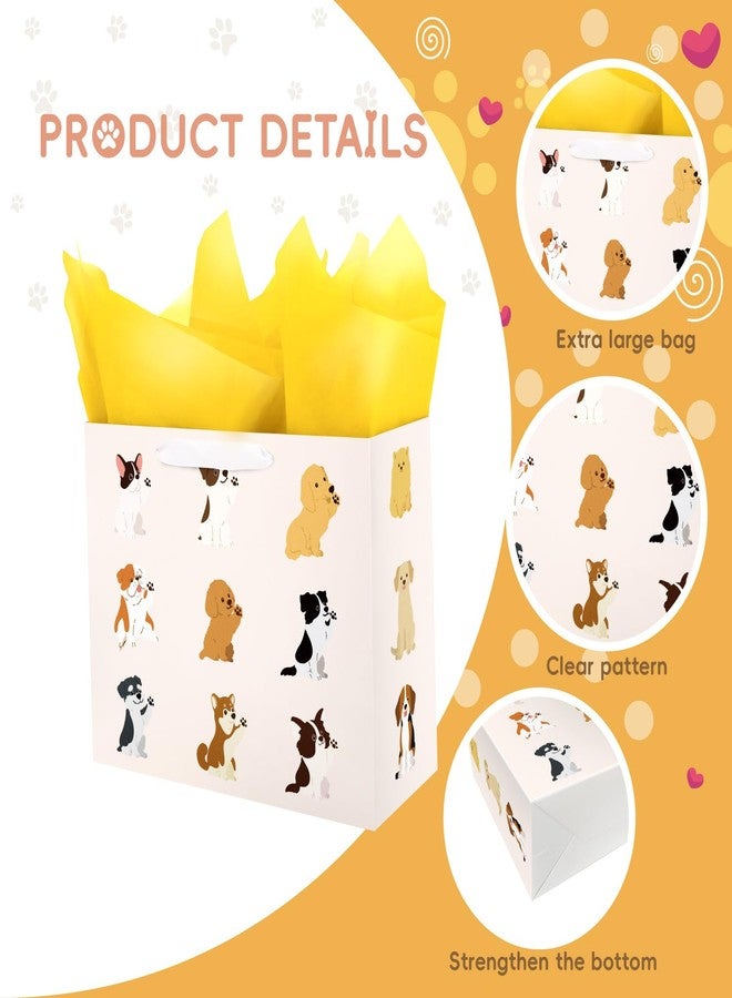 Linelglobal Dog Gift Bag with Wrapping Paper for Women Men 12.6" - Image 3