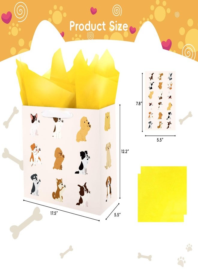 Linelglobal Dog Gift Bag with Wrapping Paper for Women Men 12.6" - Image 2