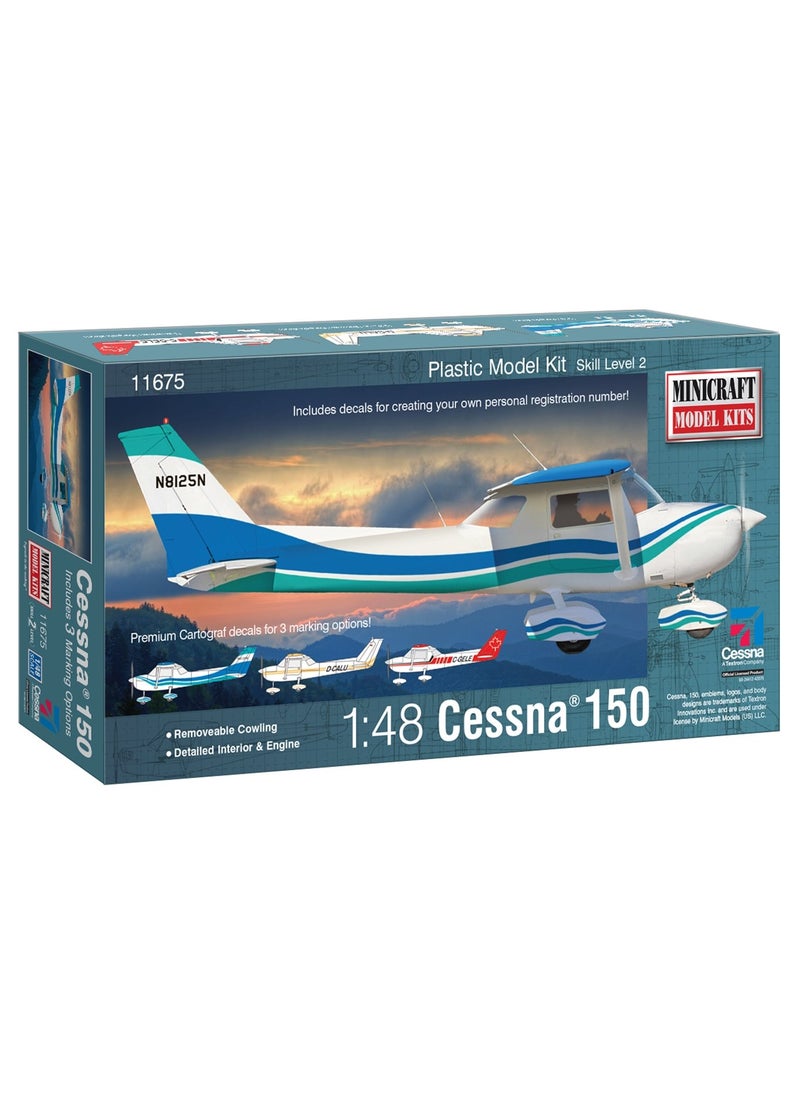 Minicraft Minicraft Cessna 150 with Multiple Marking Options Model Kit 148 Scale 