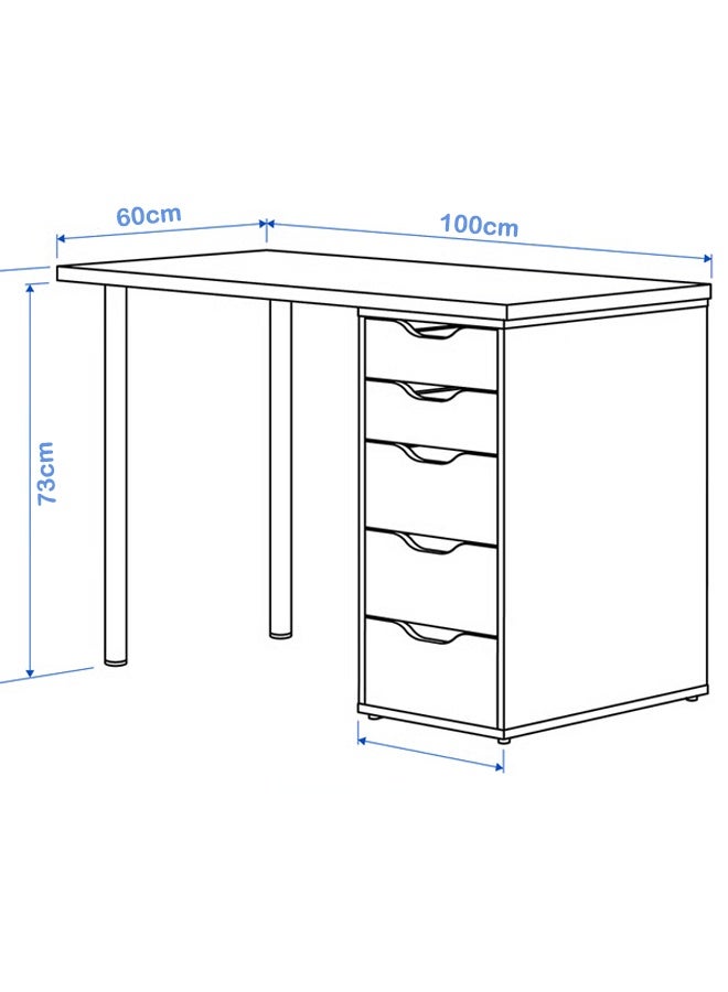 إن كي أكس طاولة مكتب متعددة الوظائف باللون الأبيض مع أدراج متعددة من لوح الألياف 100*60 سم - Image 4