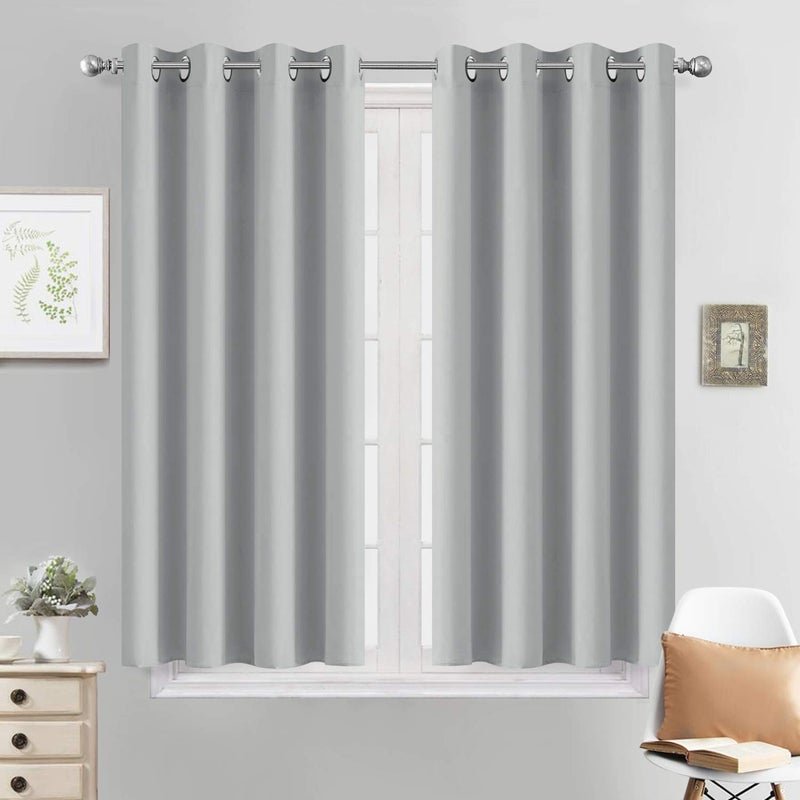 Yakamok Blackout Curtains Room Darkening Thermal Insulated With Grommet Window Drapes For Bedroom 52 X 45 Inch Light Grey 2 Panels - Image 1