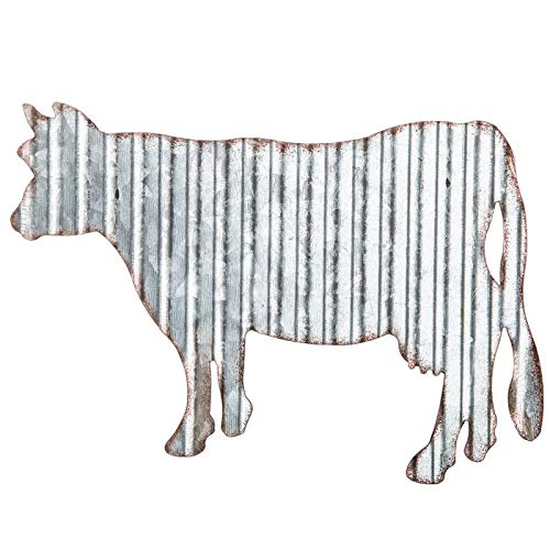 Everydecor Cow Galvanized Metal Wall Art Decor - Corrugated Rustic Metal Hanging Sign Farm Animals Cow Silhouette Kitchen Fence Decor - Image 3