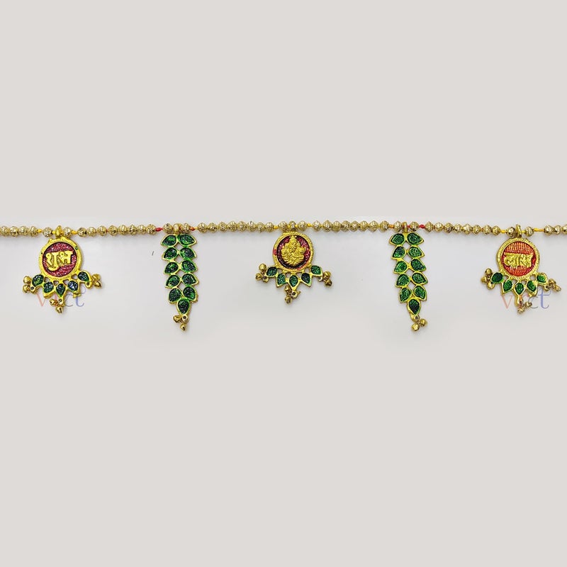 VRCT VRCT Metal Door Hanging Toran Bandarwal for Home Decoration Lakshmi Ganesha Toran Mandir Temple 35 x 35 inch Gold  - Image 2