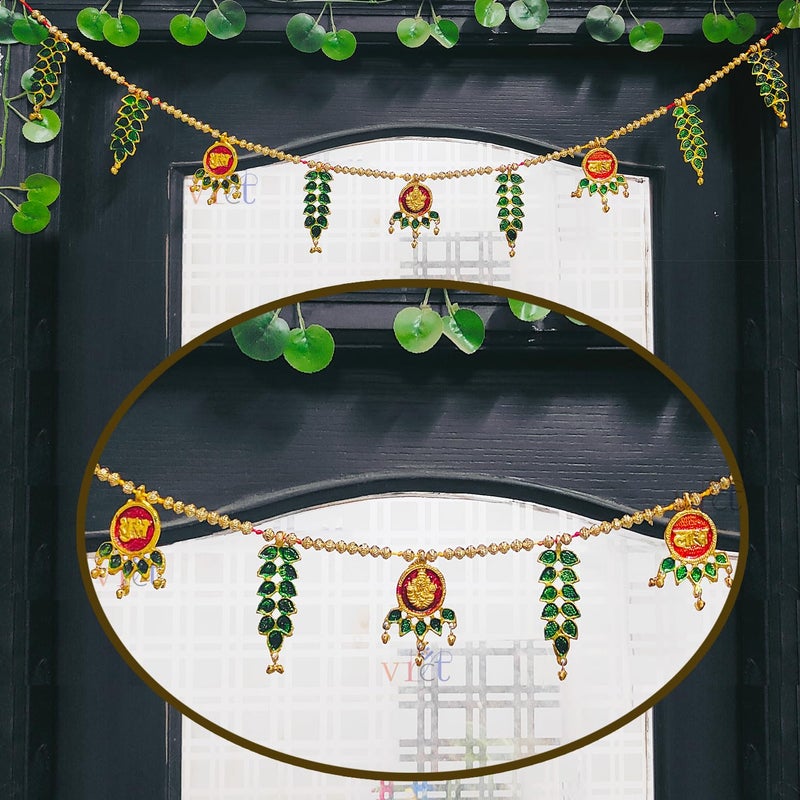 VRCT VRCT Metal Door Hanging Toran Bandarwal for Home Decoration Lakshmi Ganesha Toran Mandir Temple 35 x 35 inch Gold  - Image 1