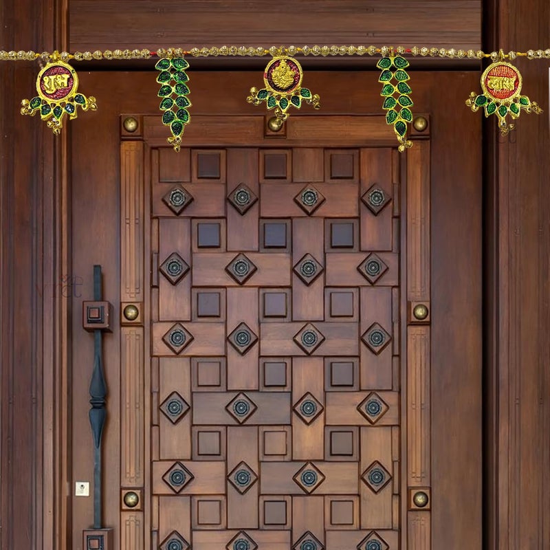 VRCT VRCT Metal Door Hanging Toran Bandarwal for Home Decoration Lakshmi Ganesha Toran Mandir Temple 35 x 35 inch Gold  - Image 3