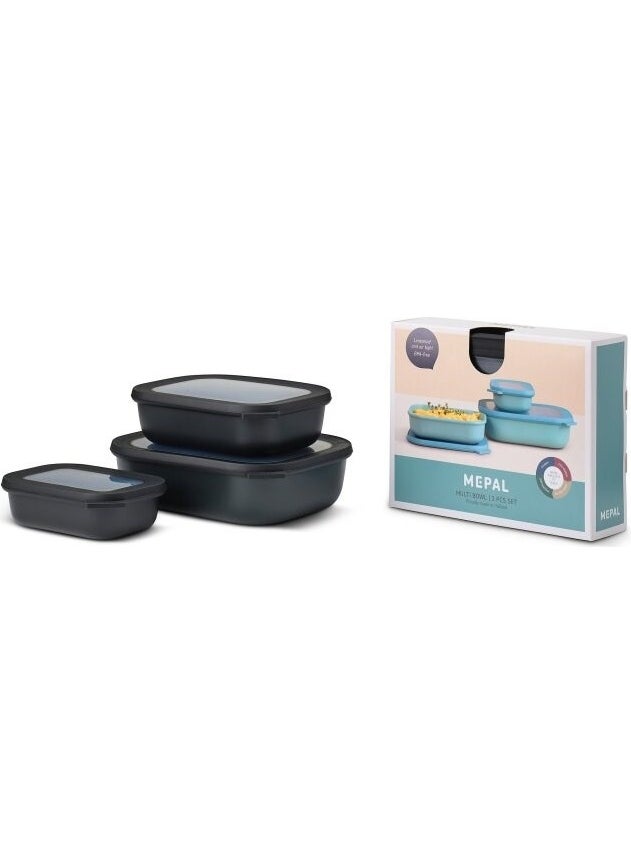 Mepal Set Cirqula Rectangular 3 Piece Storage Box (500+1000+2000)  - Image 1