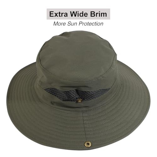 CAMOLAND Sun Hat with Removable Mesh Head Net Safari Hat Outdoor UV Protection Army Green - Image 5
