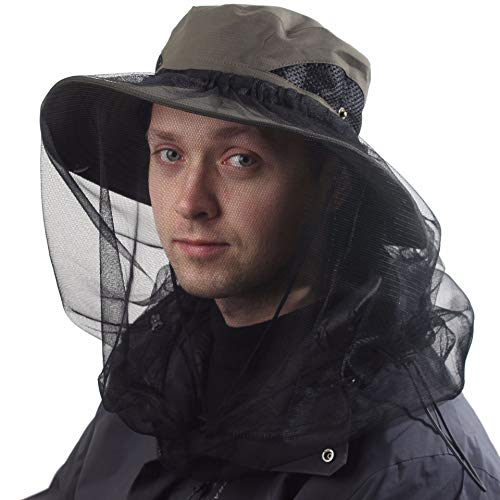 CAMOLAND Sun Hat with Removable Mesh Head Net Safari Hat Outdoor UV Protection Army Green - Image 1