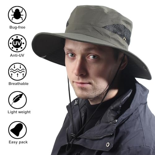 CAMOLAND Sun Hat with Removable Mesh Head Net Safari Hat Outdoor UV Protection Army Green - Image 2