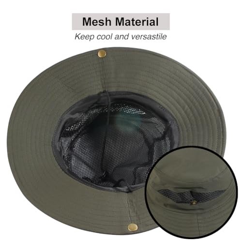 CAMOLAND Sun Hat with Removable Mesh Head Net Safari Hat Outdoor UV Protection Army Green - Image 4