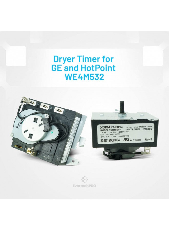 EVERTECHPRO EvertechPRO WE4M532 Timer Replacement for GE Dryer WE4M362 3029573 PS8746223  - Image 2