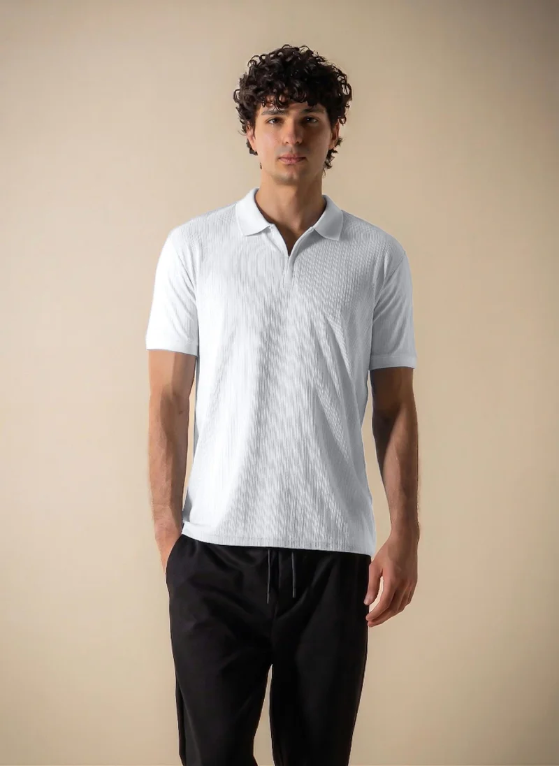 شايبس VERTICAL TEXTURED SLIM POLO SHIRT