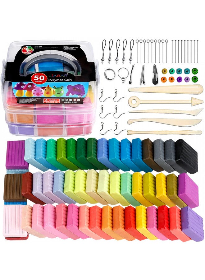 CiaraQ Polymer Clay-Oven Baked Modeling Clay with Sculpting Tools, Ideal for Sculpture, Crafting, DIY Projects, 50 Colors, 3.3 lbs - Image 1