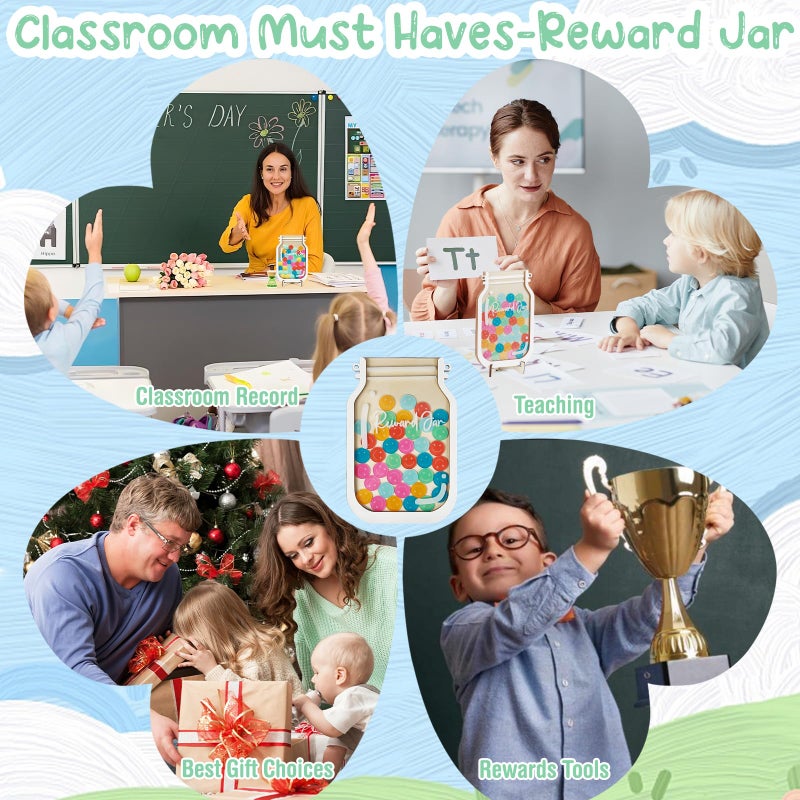 Herda [Upgrade]Herda Magnetic Reward Jars for Kids with 54Pcs Smiley Tokens & 420 Holographic Star Stickers for Kids,Behavior Chart for Classroom,Reward Chart for Kids,Potty Training Chore Reward System - Image 5