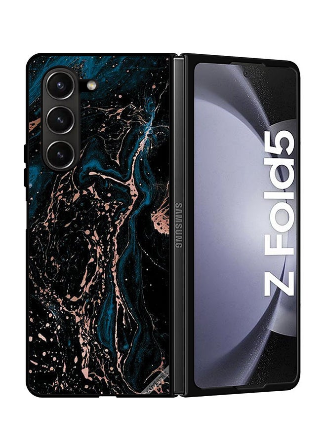 Covernex Protective Case Cover For Samsung Galaxy Z Fold 5 Marble & Plain Combination Pattern - Image 1