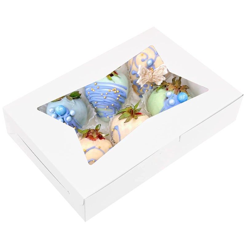 BIG BOX Bakery Boxes 10 White 9x6x2 Rustic Traditional Style Pastry Boxes with Window Sturdy and Durable Perfect for Baked Goods - Image 2