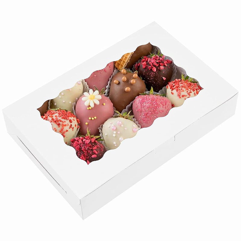 BIG BOX Bakery Boxes 10 White 9x6x2 Rustic Traditional Style Pastry Boxes with Window Sturdy and Durable Perfect for Baked Goods - Image 1
