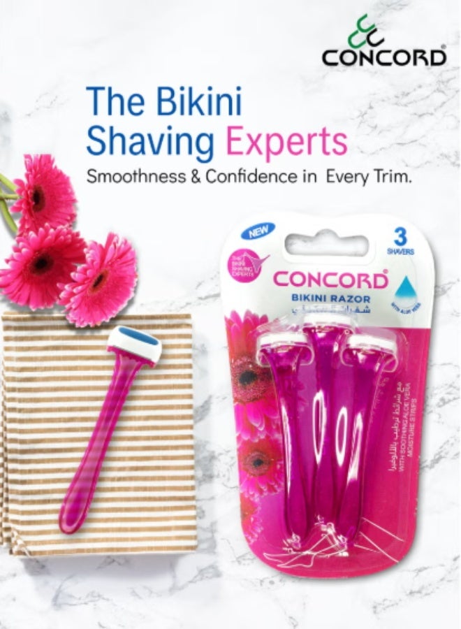 Concord Bikini Razors for Women, with Soothing Aloe Vera Strips - (Set of 3) - Image 2