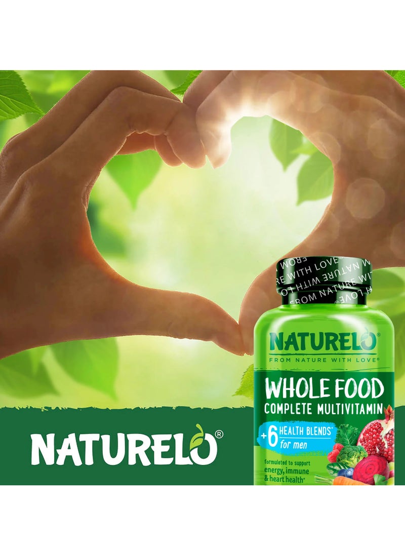 NATURELO - Whole Food Complete  Multivitamin +6 Health Blends For Men,Formulated To Support Energy, Immune And Heart Health -120 Vegetarian Capsules - Image 1