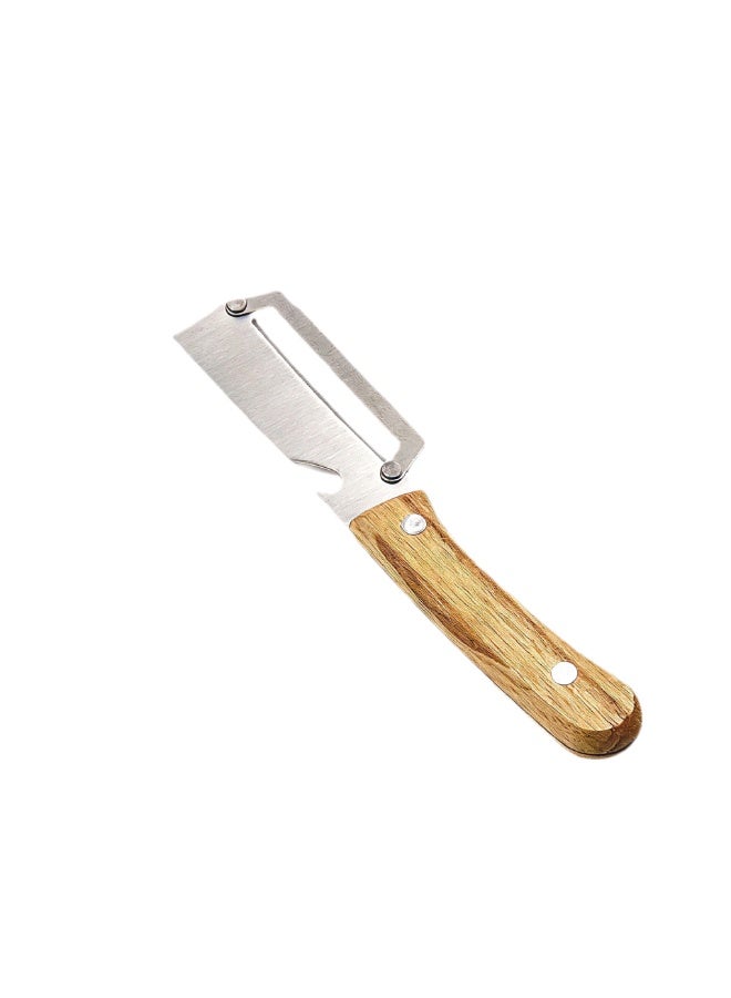 Wooden Handle Stainless Steel Fruit Vegetable Peeler Knife, Multi Purpose Potato Sugarcane Peeling Tool for Home Kitchen Daily Use - Image 1