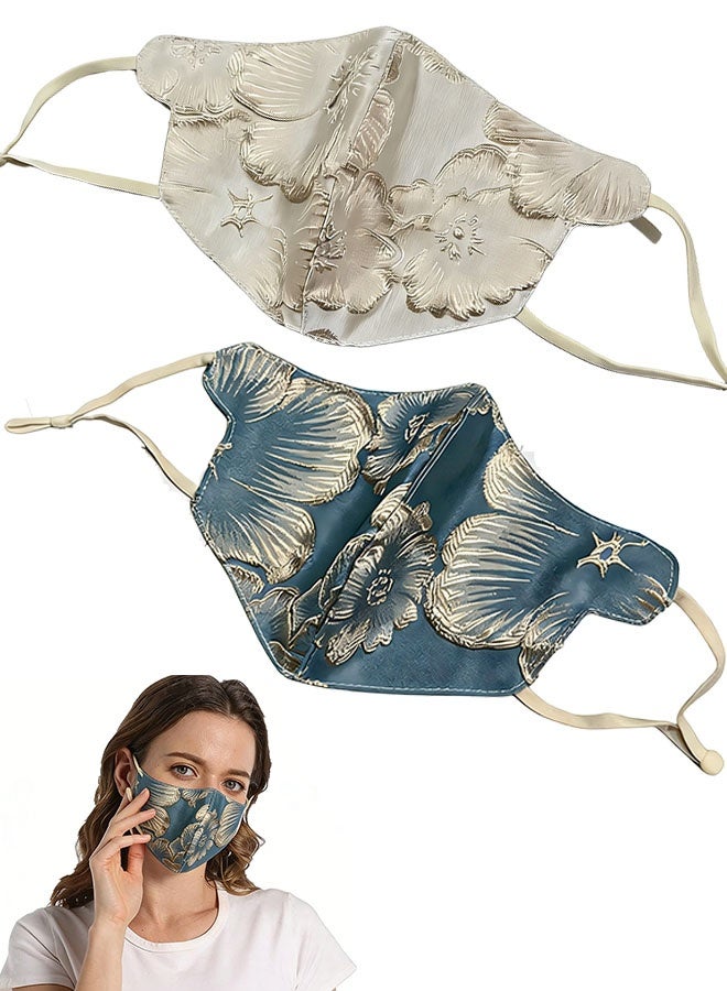 Happy D 2-piece mask set, soft washable mask, sun protection, with elastic ear straps - Image 1
