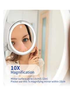 SNOWFLAKES SNOWFLAKES Snowflakes 10X Magnifying Mirror with Light, 10x Magnification 3 Light Modes Makeup Mirror with Suction Cups , Lighted Mirror , Smooth and Easy Install ,360 Degree Swivel Joint.  - Image 2