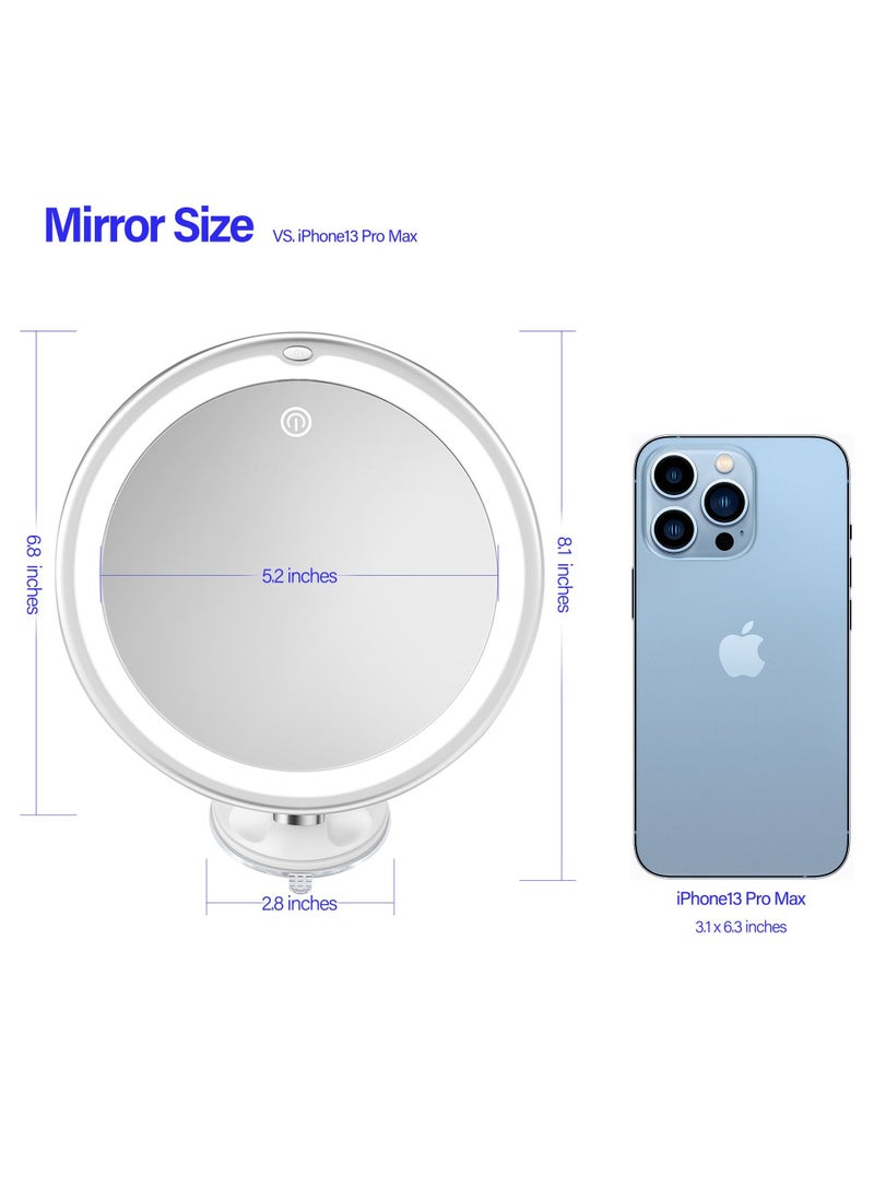 SNOWFLAKES SNOWFLAKES Snowflakes 10X Magnifying Mirror with Light, 10x Magnification 3 Light Modes Makeup Mirror with Suction Cups , Lighted Mirror , Smooth and Easy Install ,360 Degree Swivel Joint.  - Image 5