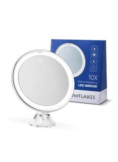 SNOWFLAKES SNOWFLAKES Snowflakes 10X Magnifying Mirror with Light, 10x Magnification 3 Light Modes Makeup Mirror with Suction Cups , Lighted Mirror , Smooth and Easy Install ,360 Degree Swivel Joint.  - Image 1
