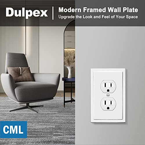 CML Hardware CML Modern Framed Single Duplex Wall Plate, 10 Pack Decorative Outlet Covers, 1-Gang Switch Plates, Impact Resistant Polycarbonate, Standard Size 3.15”X 4.87”, White - Image 3