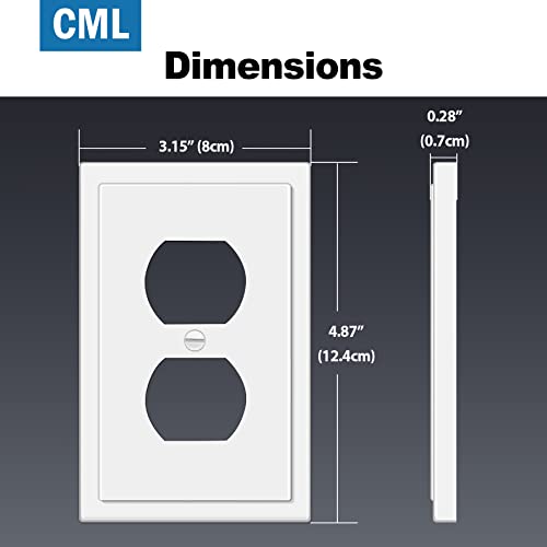 CML Hardware CML Modern Framed Single Duplex Wall Plate, 10 Pack Decorative Outlet Covers, 1-Gang Switch Plates, Impact Resistant Polycarbonate, Standard Size 3.15”X 4.87”, White - Image 5