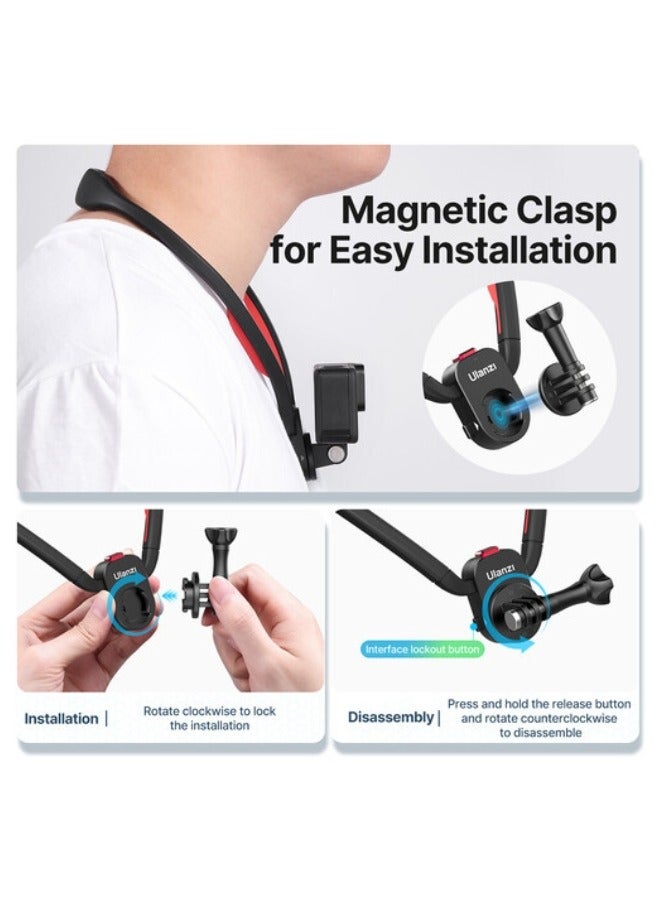 ULANZI Go Quick II Magnetic Neck Holder Mount – Hands-Free Chest-Level POV Camera Mount for GoPro, DJI, Insta360 & Action Cameras – Strong Magnetic Base & Comfortable Strap - Image 3