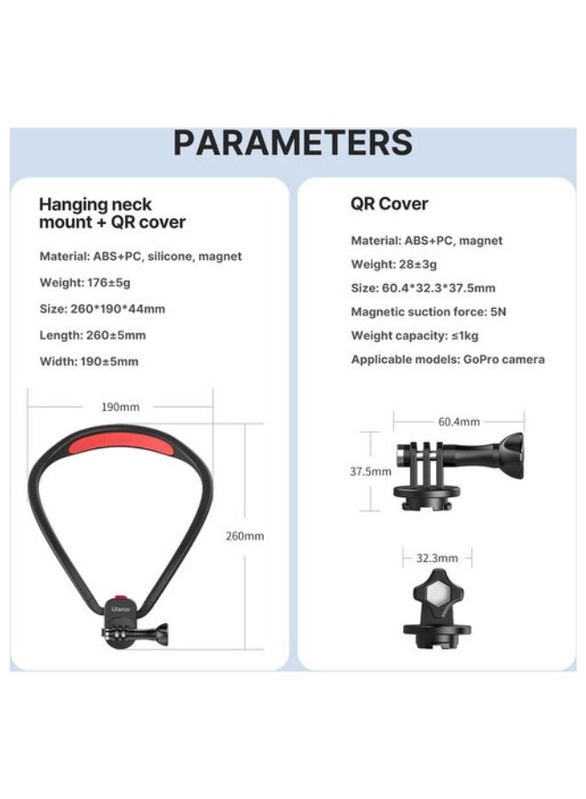 ULANZI Go Quick II Magnetic Neck Holder Mount – Hands-Free Chest-Level POV Camera Mount for GoPro, DJI, Insta360 & Action Cameras – Strong Magnetic Base & Comfortable Strap - Image 5