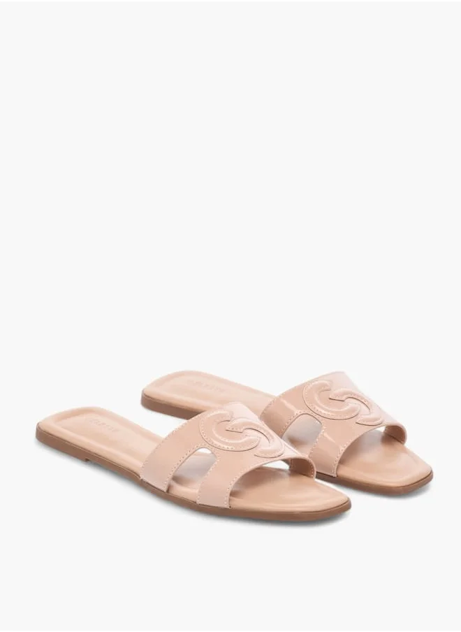 سيليست Womens Textured Slip-On Slide Sandals