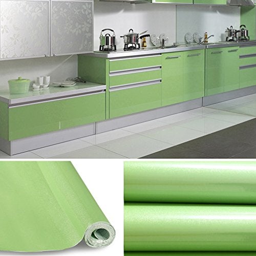 WALLTON - Green Gloss Peel and Stick Self-Adhesive Removable Thicken Waterproof for Kitchen Countertop Cabinet Wardrobe - 12''x''48 Inches - Image 3