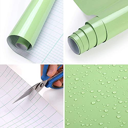 WALLTON - Green Gloss Peel and Stick Self-Adhesive Removable Thicken Waterproof for Kitchen Countertop Cabinet Wardrobe - 12''x''48 Inches - Image 4