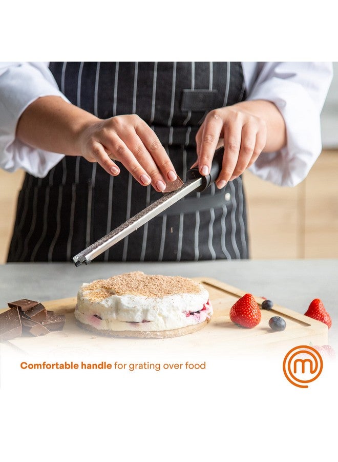 MasterChef Lemon Zester Grater with Handle, Kitchen Tool for Zesting Citrus Fruits & Finely Grating Parmesan Cheese, Garlic, Ginger, Coconut, Nutmeg, Wasabi, Chocolate etc, Stainless Steel, 12 inches - Image 3