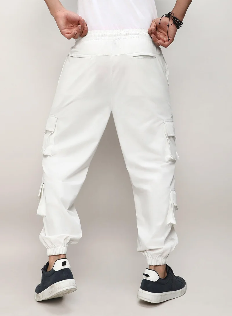 CAHOOT  Men's Egg White Cuffed Hem Cargo Trousers for Men | Best Price UAE