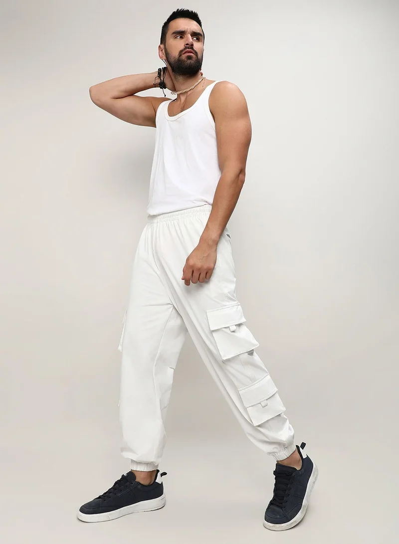CAHOOT  Men's Egg White Cuffed Hem Cargo Trousers for Men | Best Price UAE