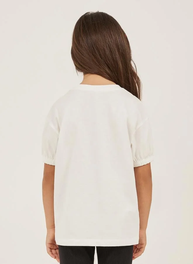 Styli Styli Princess Printed Short Elasticated Sleeve T-Shirt