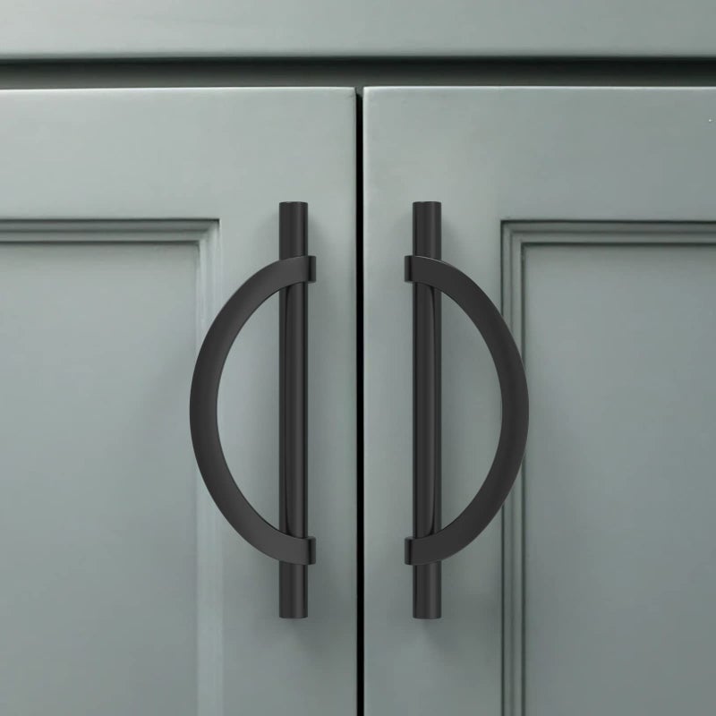 Amerdeco 10 Pack Matte Black Cabinet Pulls 5 Inch(128MM) Hole Centers Kitchen Cabinet Handles Hardware Kitchen Handles for Cabinets Cupboard Handles Drawer Pulls - Image 1