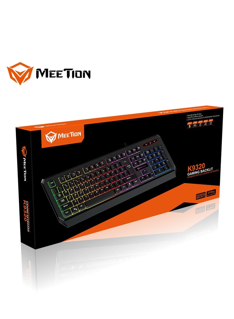 Meetion K9320 Waterproof Backlit RGB Gaming Keyboard  with 19 Anti-Ghosting Keys Best For Office and Gaming Use - Image 1