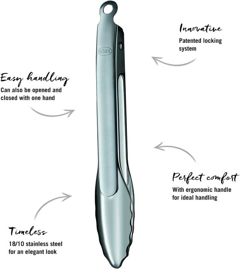 Rösle Stainless Steel 12-inch Lock and Release Tongs (12916) - Image 3